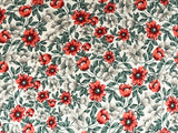 2 Metres Of A Watercolour Floral Print 100% Viscose Poplin Dress Fabric (Red)
