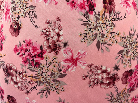 2 Metres Of A pretty Pink Floral Print 100% Viscose Poplin Dress Fabric