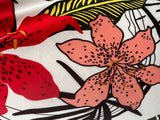 2 Metres Of A Hawaiian Floral Print 100% Viscose Poplin Dress Fabric (White)