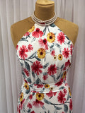 2 Metres Of A Painted Gerbera Floral Print 100% Viscose Poplin Dress Fabric
