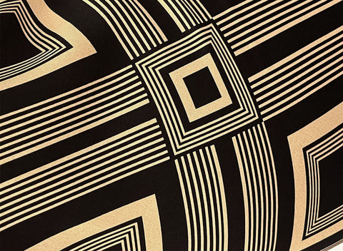 REM 1.5 Metres Of A Geometric Check Print 100% Viscose Dress Fabric (Black/Biscuit)