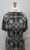 2 Metres Of A Mayan Inspired Gold Leaf Print Cotton Type Jersey Dress Fabric