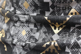 2 Metres Of A Mayan Inspired Gold Leaf Print Cotton Type Jersey Dress Fabric