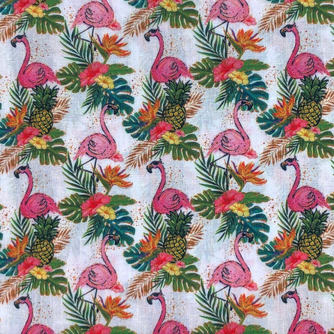 Crafty Cotton "Fruity Flamingo's" 100% Cotton Print 110cm Wide Craft Dress Fabric