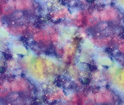 Crafty Cotton "Into Another Galaxy" 100% Cotton Print 110cm Wide Craft Dress Fabric (Purple)