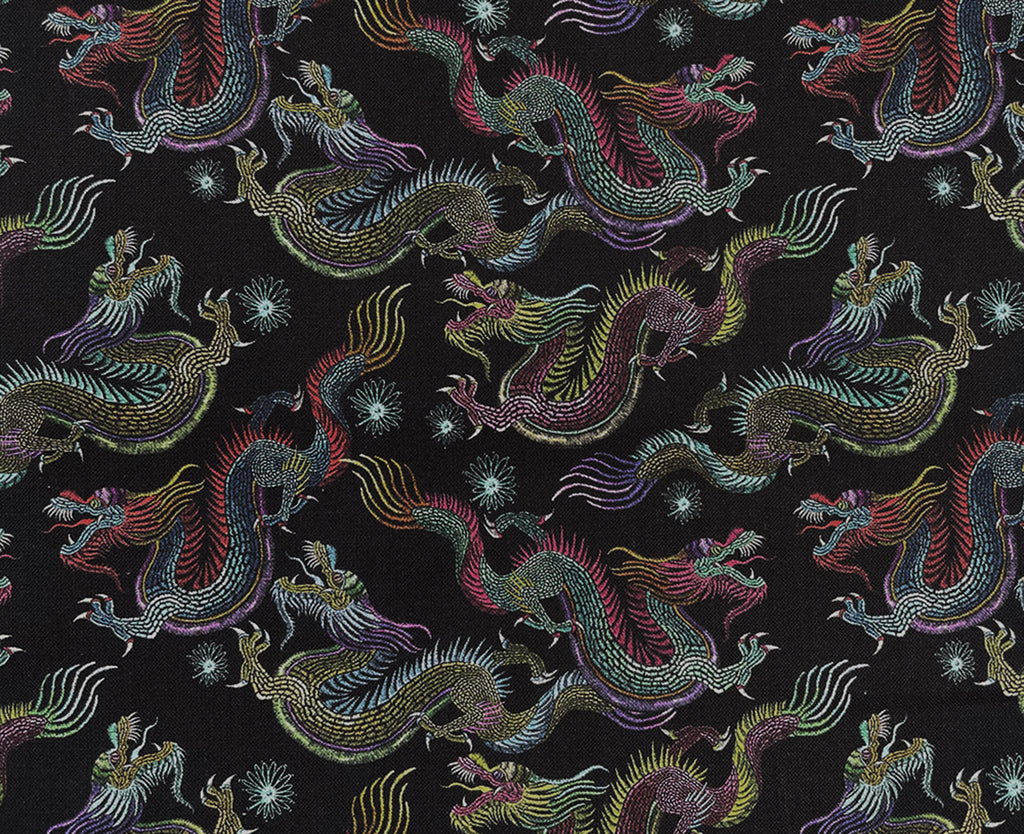 Crafty Cotton "Dark Psychedelic Dragons" 100% Cotton Print 110cm Wide Craft Dress Fabric