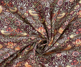 Crafty Cotton William Morris "Strawberry Thief" 100% Cotton Print 110cm Wide Craft Dress Fabric (Damson)