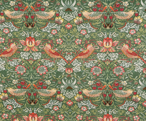 Crafty Cotton William Morris "Strawberry Thief" 100% Cotton Print 110cm Wide Craft Dress Fabric (Sage)