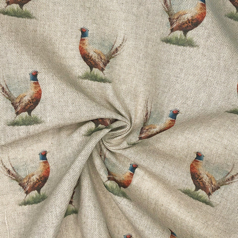 Watery "Pheasants" Digital Print Polyester Cotton Upholstery Curtain fabric