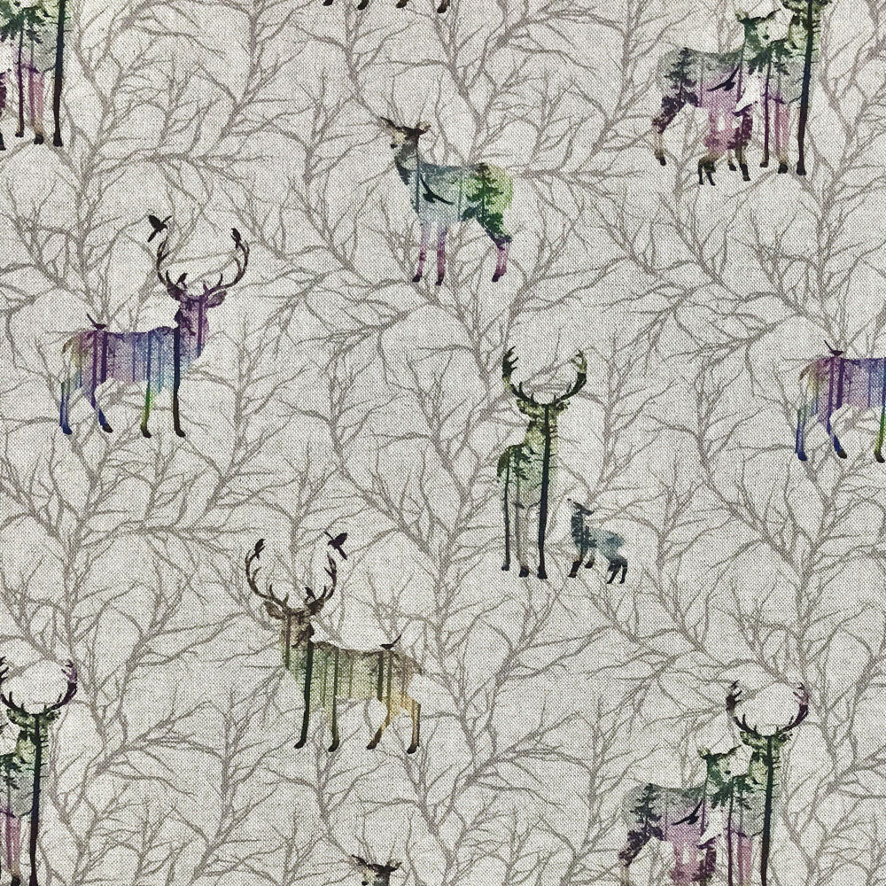 Watery "Winter Stags" Digital Print Polyester Cotton Upholstery Curtain fabric