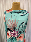 2 Metres Of An Hawaiian Floral Print Soft Polyester Jersey Dress Fabric