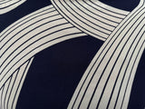 REM 2 Metres Of An Abstract Track Print 100% Viscose Dress Fabric (Navy)