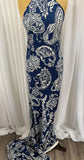 REM 2 Metres Of A Powerful Paisly Print 100% Viscose Dress Fabric (Navy)