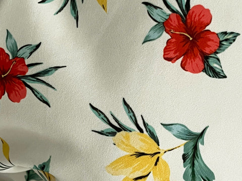 Happy Hawaiian Floral Print Polyester Scuba Crepe Type Jersey Dress Fabric