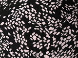 2 Metres Of A Black & Blush Abstract Block Print 100% Spun Viscose Dress Fabric