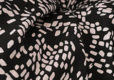 2 Metres Of A Black & Blush Abstract Block Print 100% Spun Viscose Dress Fabric