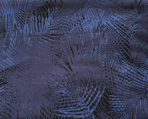 REM 1.5 Metres Of A Dark Forest Ferns Print 100% Cotton Lawn Dress Fabric (Navy)