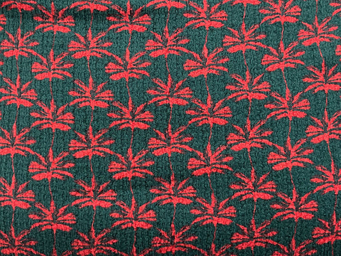 REM 2 Metres Of A Petite Palms Print Tree Bark Jersey Dress Fabric (Greenish Grey)