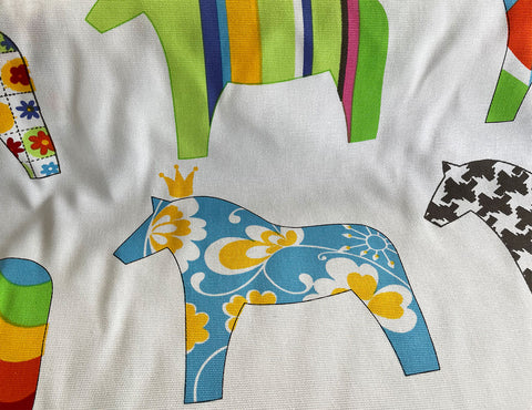 Crazy Coloured Craft Horses Print Cotton Panama Curtain Crafts Fabric Material
