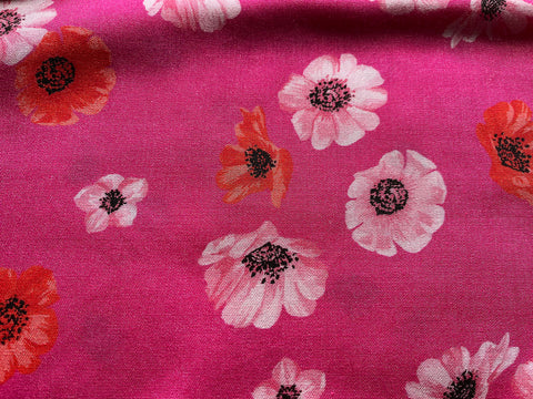 REM 1.5 Metres Of An Eye Popping Falling Floral Print 100% Viscose Dress Fabric