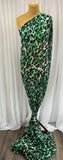 REM 1.5 Mtr Of A Green Goddess Cheetah Print Polyester Vintage Chiffon Dress Fabric