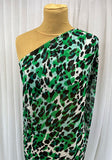 REM 1.5 Mtr Of A Green Goddess Cheetah Print Polyester Vintage Chiffon Dress Fabric
