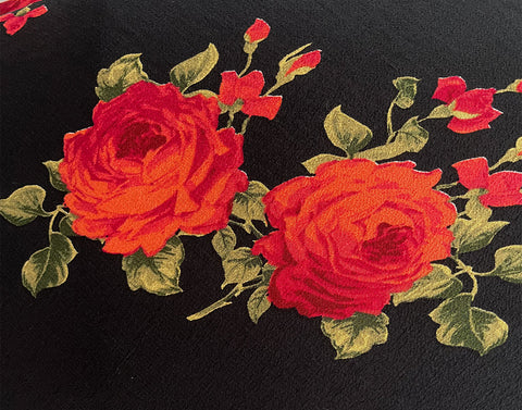 REM 1.6 Metres Of A Sunset Rose Print 100% Viscose Marocain Dress Fabric