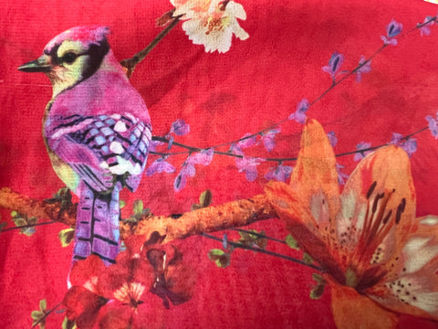 REM 3 Metres Of A Ted Baker Inspired Bird Print Polyester Chiffon Dress Fabric