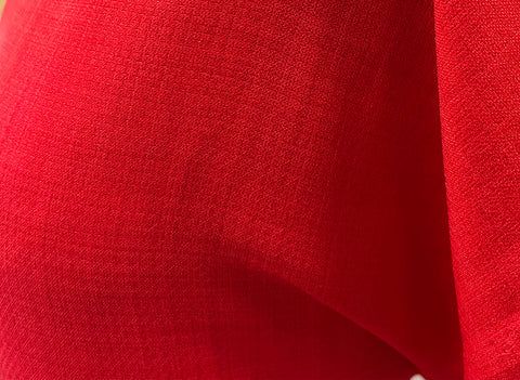 2 Metres Of A Rich & Bright Red Cross Dyed Poly Crepe Suiting Dress Fabric