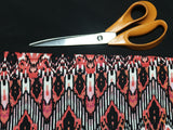 3 Metre Piece Of The Firey Navajho Print Viscose Elastane Jersey Dress Fabric (Black/Deep Orange)