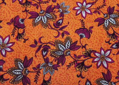 REM 1.5 Metres Of A Elegant Ethnic Floral Print 100% Viscose Dress Fabric