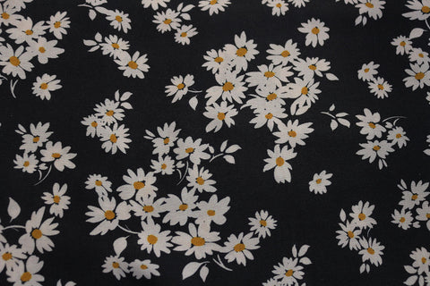 REM 2.8 Metres Of A Pretty Daisy Print 100% Viscose Dress Fabric (Charcoal)
