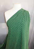 Elegant Autumnal Geometric Squares Print Polyester Peach Skin Dress Fabric (Bright Green)