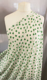 "All The Love Of The Irish" Hearts Print Polyester Silky Koshibo Dress Fabric (White/Green)
