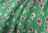 Abstract "Fields Of Magenta's" Print 100% Spun Turkish Viscose/Rayon Dress Fabric (Grass Green)