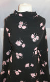 Colourwash Pink Floral Print 100% Turkish Viscose/Rayon Marocain Dress Fabric (Black)