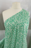 Dainty Splodge Floral Print 100% Spun Turkish Viscose/Rayon Dress Fabric (Fresh Green/White)