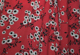 Achromatic Poppy Fields Print 100% Spun Turkish Viscose/Rayon Dress Fabric (Red)