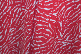Abstract Spodge Animal Print 100% Spun Turkish Viscose/Rayon Dress Fabric (Red/White)