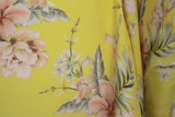 Beautiful Fluted Floral Print 100% Turkish Viscose/Rayon Marocain Dress Fabric (Yellow)