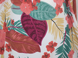 Big & Beautiful Hawaiian Leaf & Floral Print Polyester Peach Skin Dress Fabric