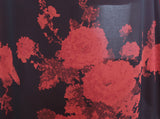 Perfectly Pixelated Roses Print Polyester Georgette Dress Fabric (Red/Aubergine Black)