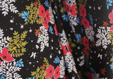 Christmas Poinsettia Floral Print 100% Spun Viscose/Rayon Dress Fabric (Black)