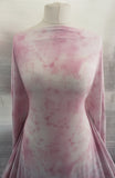 "Candy Floss" Colourwash Print Viscose/Rayon Elastane Jersey Dress Fabric (Pink/White)