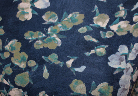 Rem 1.2 Metre Piece Of A Misty Splodged Leaf Print Viscose Elastane Jersey Dress Fabric