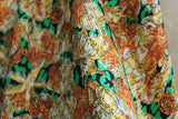 "Leopardo E Conchiglia Astratti" Italian 100% Rayon Sateen Print Dress Fabric (Black/Green)