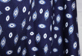 "Elisse Volante Cosmica" Italian 100% Rayon Sateen Print Dress Fabric (Midnight Blue)