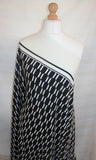 Geometric Single Border Print 100% Spun Viscose Rayon Dress Fabric (Black/Cream)