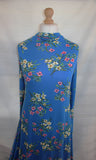 Fresh 2 Metre Piece Of Spring Floral Print Viscose Elastane Jersey Dress Fabric (Cobalt)