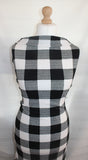Rem 2.5 Metre Piece Of Blanket Checked Print Ribbed Poly Jersey Dress Fabric (Black/Cream)